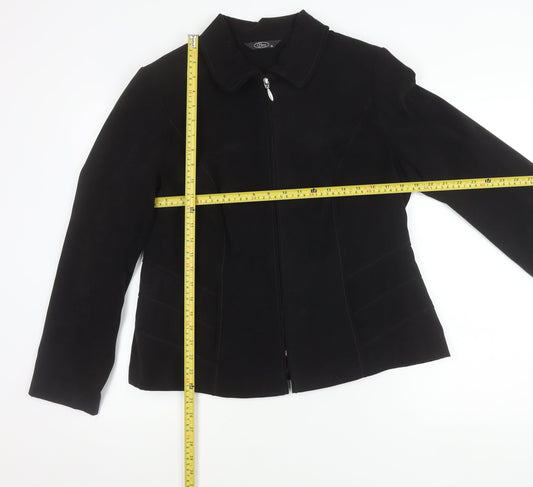 Bm Women Black Size 16 Collared Zip Jacket Polyester Blend