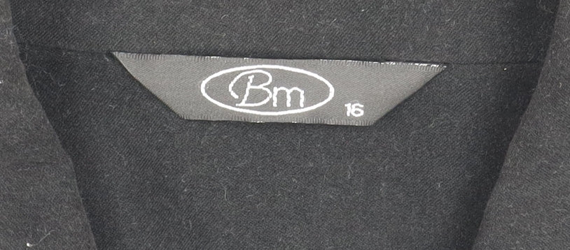 Bm Women Black Size 16 Collared Zip Jacket Polyester Blend