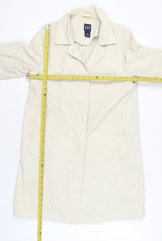 GAP Womens Beige Trench Coat Size M Cotton Mid-Length Classic
