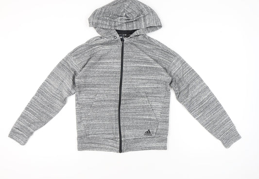 Additional front view of Adidas Women’s Grey Full Zip Hoodie, size UK 4-6, UK Sportswear