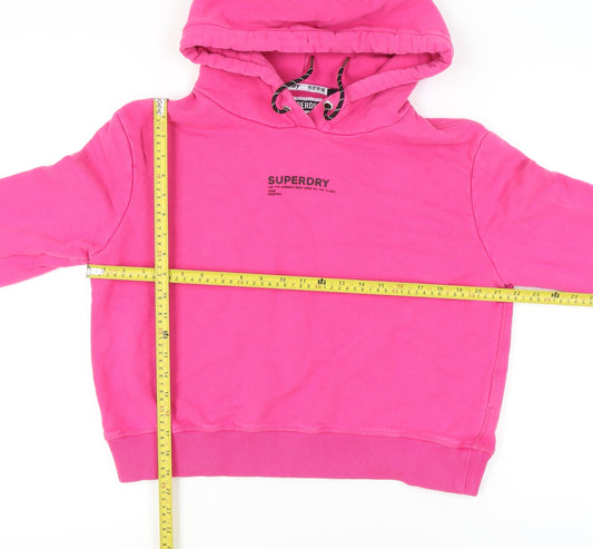 Superdry Womens Pink Hoodie UK 14 Cotton Pullover Hooded Sweatshirt