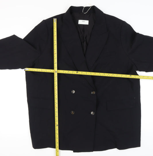 Marks and Spencer Womens Black Size 24 Double Breasted Blazer Jacket