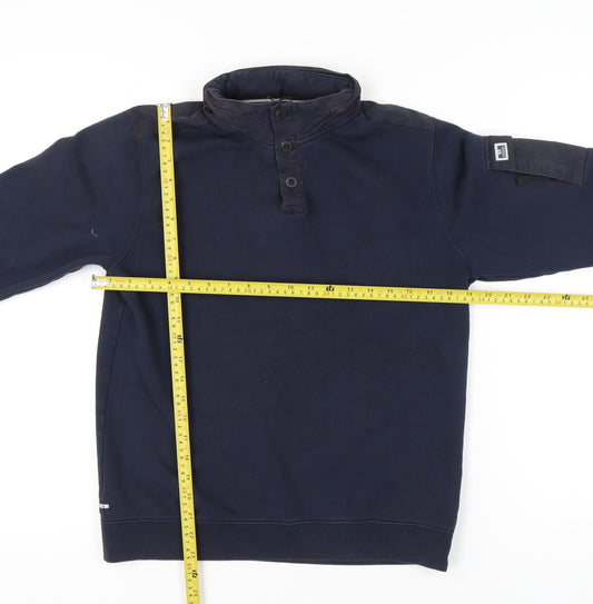 Weekend Offender Men’s Blue Henley Sweatshirt Size S High Neck