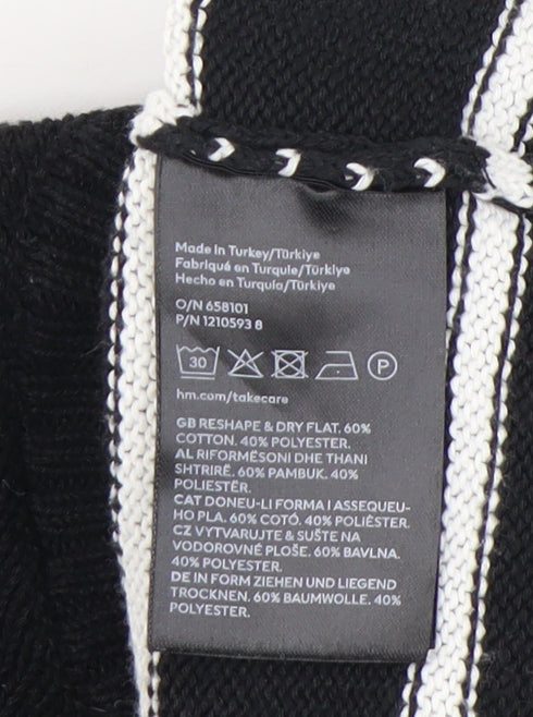 H&M Women’s Black Striped Short Sleeve Pullover Jumper XS