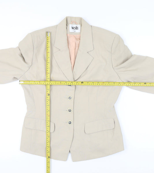 Wallis Womens Beige Tailored Blazer Jacket Size 12 Workwear
