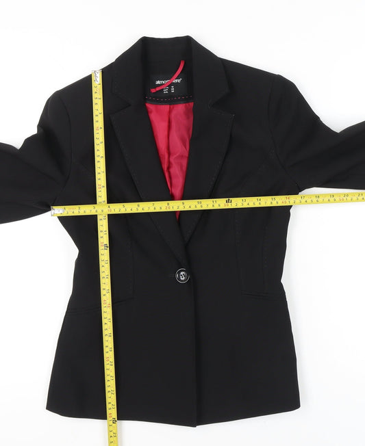 Atmosphere Womens Black Blazer UK 10 Regular Fit Notch Lapel