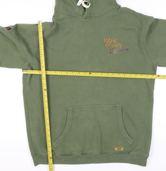 Superdry Men's Green Pullover Hoodie M Skull Graphic Embroidered