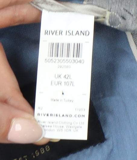 Mens UK Size 42 River Island Regular Grey Suit Jacket