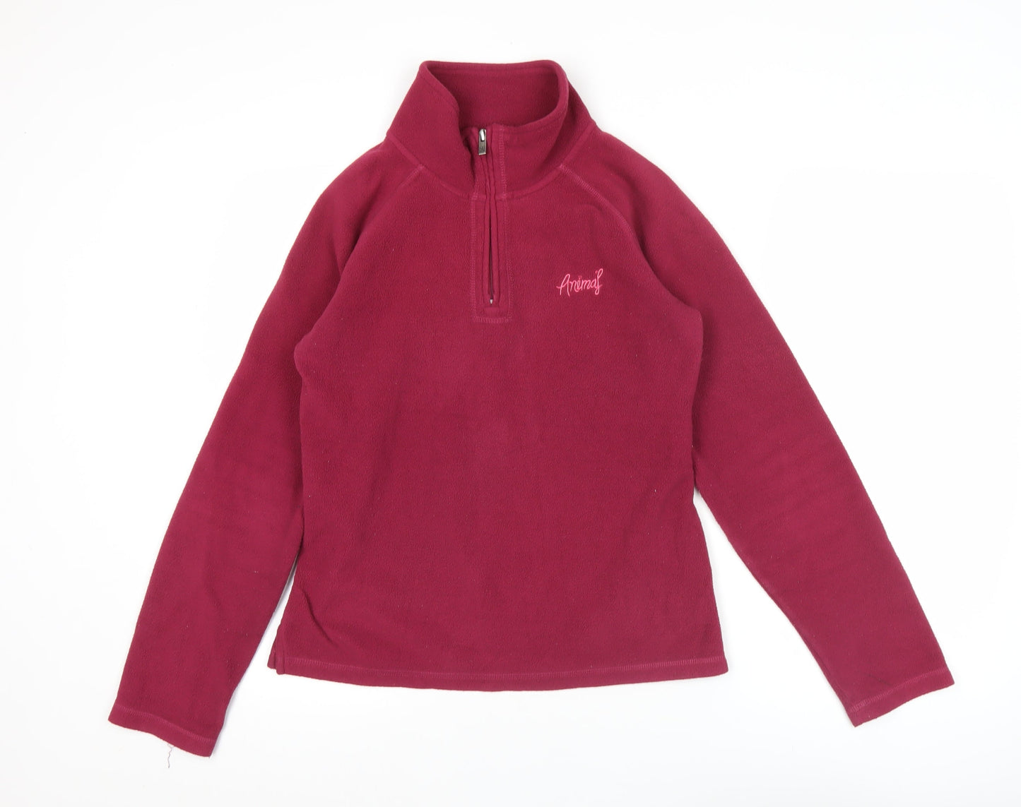 Animal Womens Pink Fleece Sweatshirt M 1/4 Zip Pullover Jumper