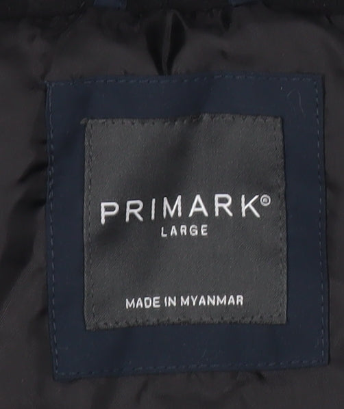 Primark Men’s Blue Hooded Puffer Jacket Size L Regular Fit