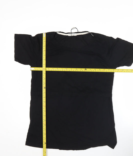 Womens UK Size M SMALLSHOW Black Basic T-Shirt