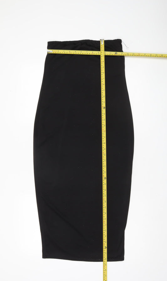 Boohoo Women Black Size 12 Strapless Bodycon Dress
