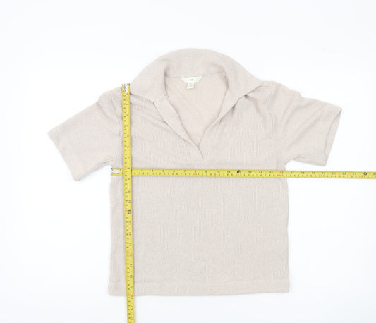 Womens UK Size XS H&M Beige Basic Polo