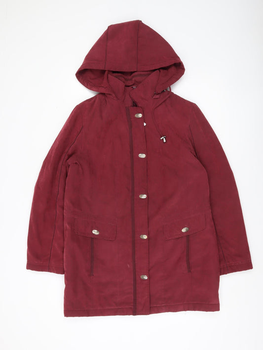 Anna Rose Women's Red Parka Coat Hooded Mid-Length Size S