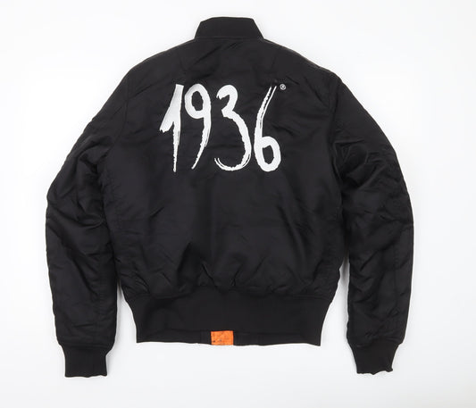 1936 Men’s Black Bomber Jacket Size S Nylon Casual