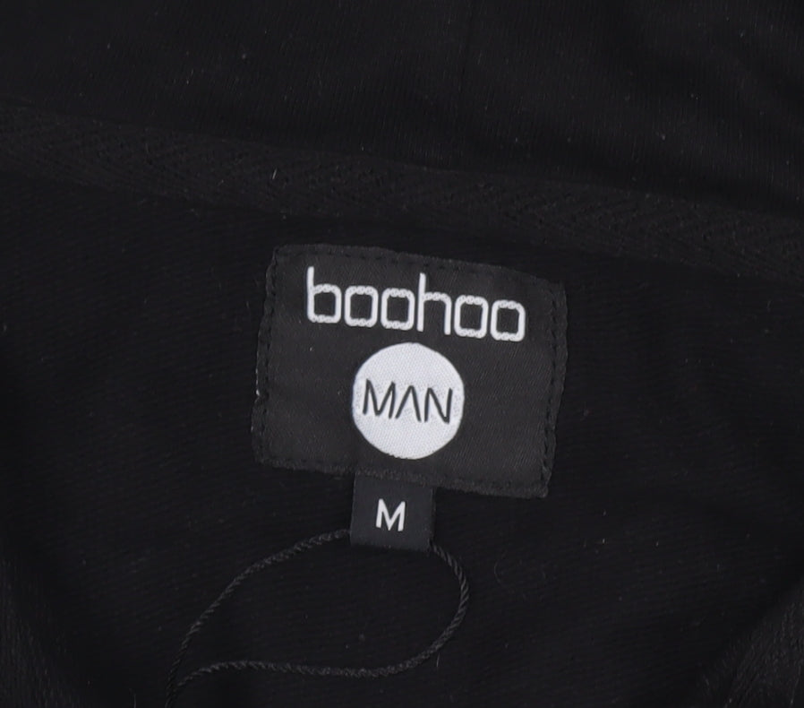 Mens UK Size M boohooMAN Black Full Zip Hoodie
