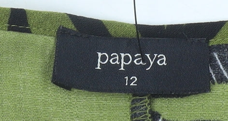 Papaya Women’s Green Floral Shift Dress Size 12 Ruffle Hem