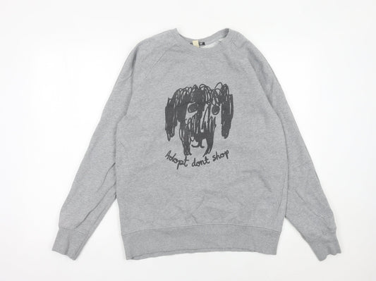 Additional front view of Black Score unisex grey medium sweatshirt graphic dog print
