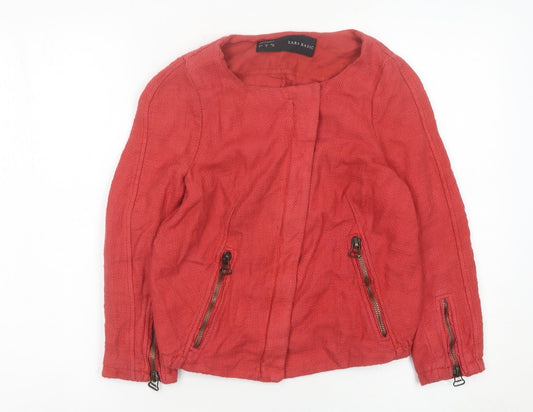 Womens UK Size S Zara Basic Red Basic Jacket