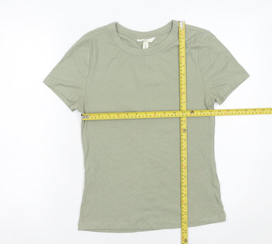 Womens UK Size L H&M Green Basic T-Shirt
