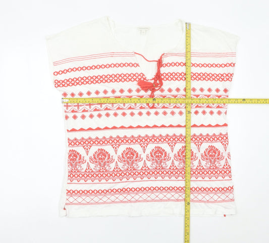 Womens UK Size M Monsoon White Tunic Blouse