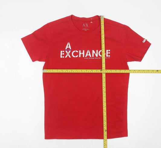 Armani Exchange Men Red L Graphic Logo Crew Neck T-Shirt