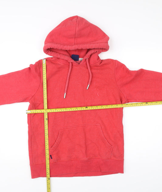 Superdry Womens Red Pullover Hoodie Size 12 Cotton Blend