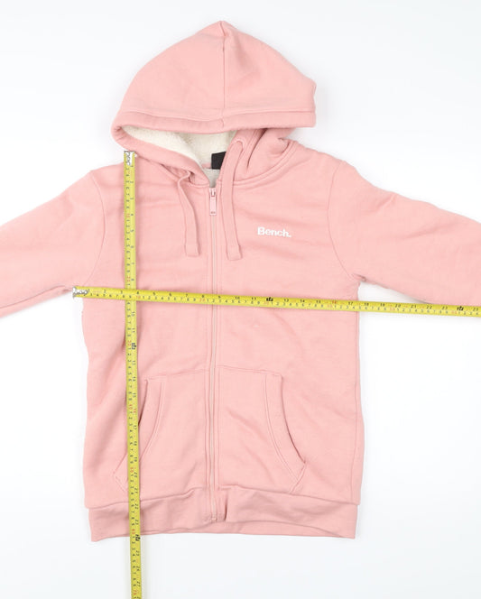 Bench Womens Pink Full Zip Hoodie UK 10 Small Size Cotton Blend