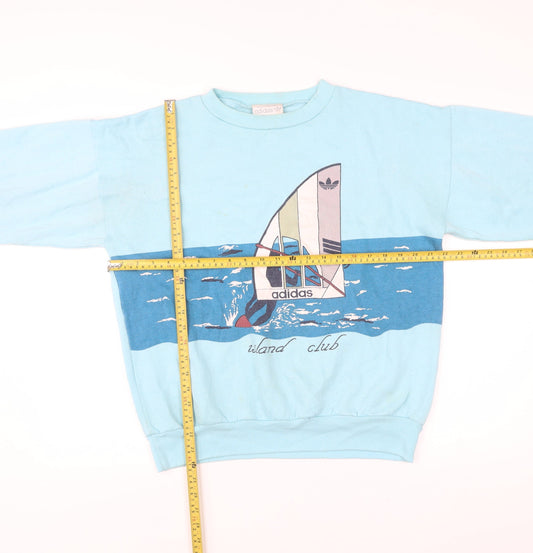 Adidas Men's Blue Crew Neck Graphic Sweatshirt Size M Vintage