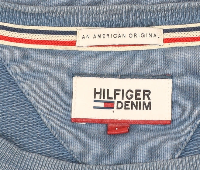 Mens UK Size M Hilfiger Denim Blue Pullover Sweatshirt