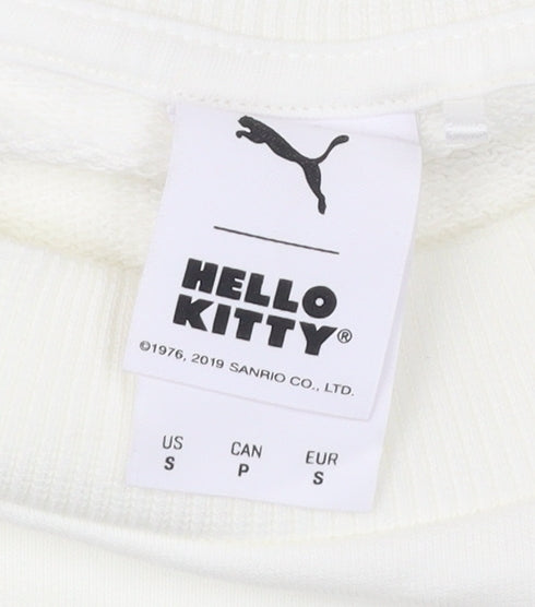 Puma Hello Kitty Womens White Sweatshirt Size S Cotton Blend