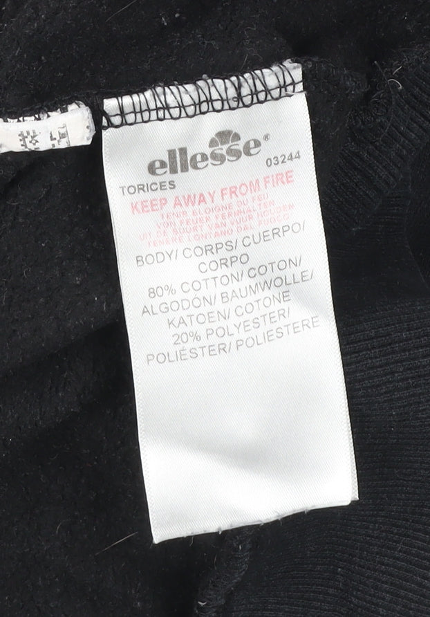 Ellesse Womens Black Hoodie UK 12 Pullover Logo Graphic Sweatshirt