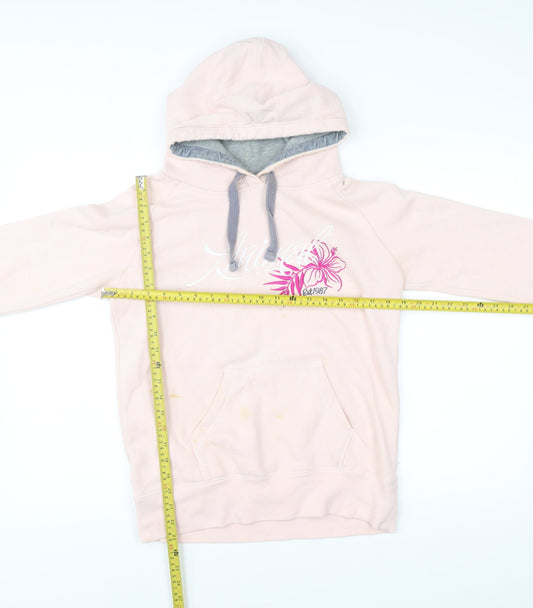 Animal Womens Pink Pullover Hoodie Size 10 Casual Logo Flower Print