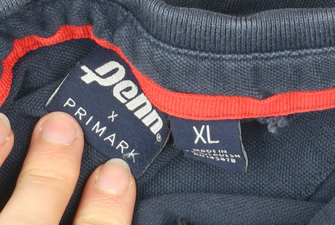 Penn x Primark Mens Navy Blue Red XL Polo Shirt Casual Sportswear
