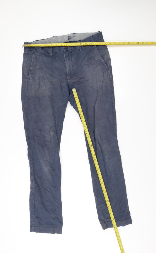 Gap Men’s Blue Slim Fit Chino Trousers Size 32x32 Cotton Blend