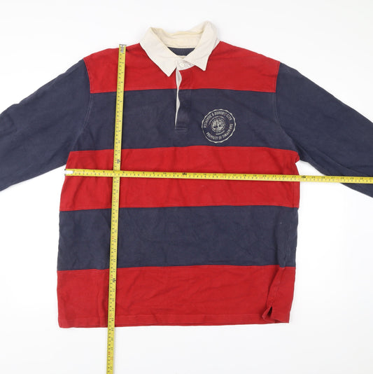 Timberland Men’s Multicoloured XL Rugby Stripe Collared Pullover Sweatshirt