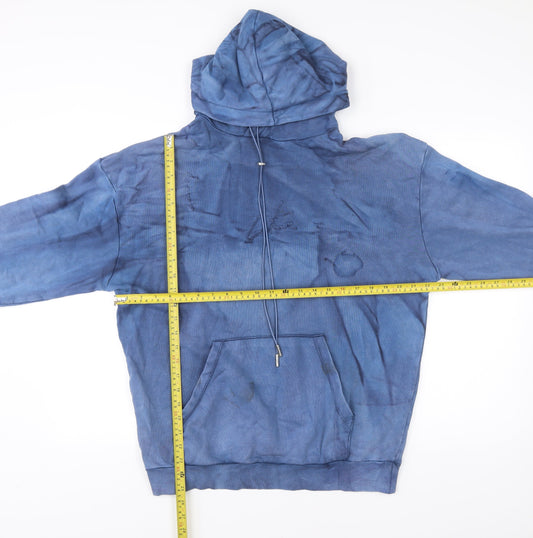 The Couture Club Mens Blue Hoodie Pullover Regular Fit Size M