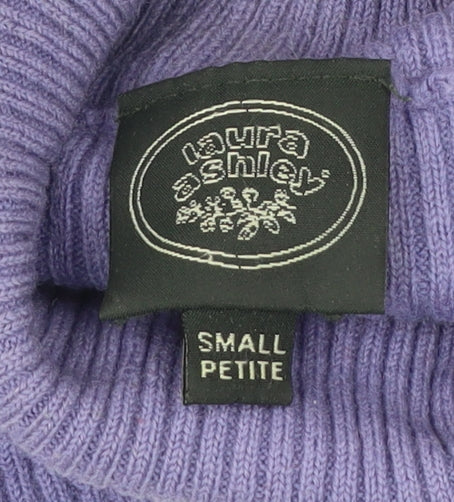 Laura Ashley Womens Purple Wool Roll Neck Jumper Small Petite