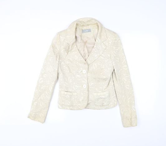 Additional front view of Wallis Women’s Ivory Floral Jacquard Blazer Jacket, size UK 10