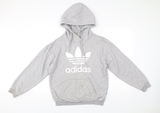 Additional front view of Adidas women’s grey xs pullover hoodie sweatshirt logo raglan
