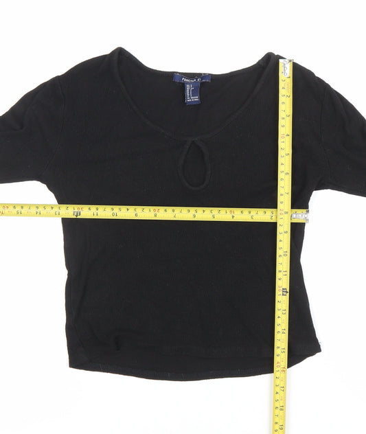 Womens UK Size S FOREVER 21 Black Basic T-Shirt