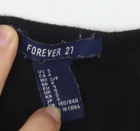 Womens UK Size S FOREVER 21 Black Basic T-Shirt