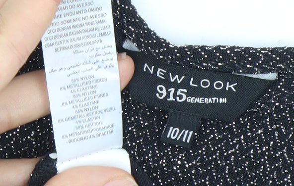 Brand and care label for New Look Teens Black Glitter Halter Camisole Tank Top, size 10