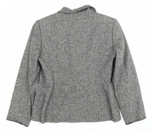 Country Casuals Women’s Grey Petite Wool Silk Blend Blazer Jacket Size 10