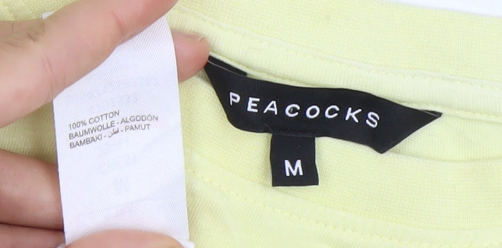 Peacocks Men's Yellow M Gradient Summer T-Shirt Short Sleeve Cotton