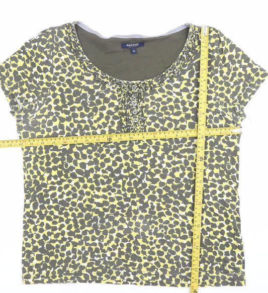 Maine New England Women’s Green Animal Print T-Shirt Size 18