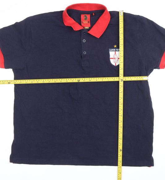Luke 1977 Mens Blue Polo Shirt M Short Sleeve Cotton Casual