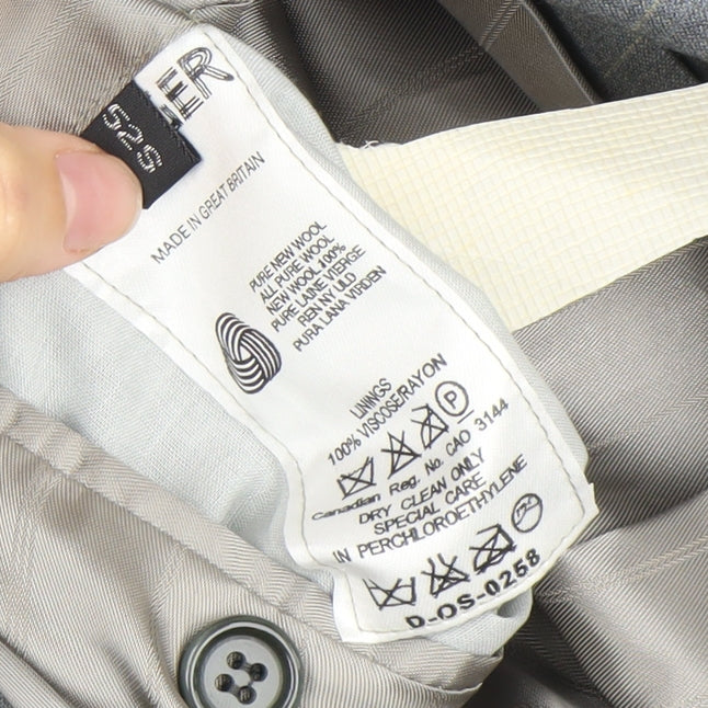 Jaeger Men’s Grey Pinstripe Wool Blazer Jacket 42R Classic Fit