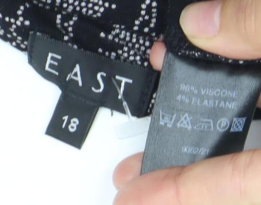 EAST Womens Black Floral Wrap Blouse Size 18 Long Sleeve Viscose