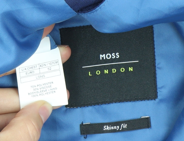 Mens UK Size 42 Moss London Regular Blue Suit Jacket